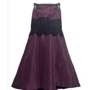 Behna Sarapour Purple Strapless Dress with Black Size 5, Black Lace fit & flare‎